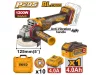INGCO Akkus sarokcsiszoló 125 mm szénkefe nélküli 20 V (1 x 4,0 Ah akku + töltő)
