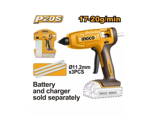 INGCO Akkus ragasztópisztoly 11 mm 20 V (akku és töltő nélkül)
