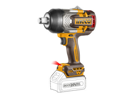 INGCO Akkus ütvecsavarozó 3/4" 1750 Nm szénkefe nélküli 20 V (akku és töltő nélkül)