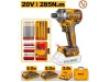 INGCO Akkus ütvecsavarozó 1/4" 285 Nm szénkefe nélküli + 2 bithegy készlet 20 V (2db akku+töltő)