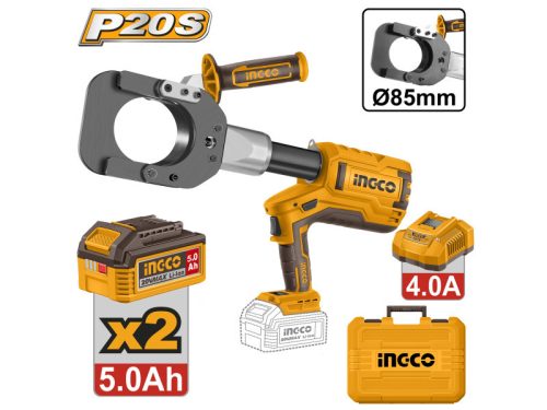 INGCO Akkus hidraulikus kábelvágó max. 85 mm (2 x 5,0 Ah akku + töltő)