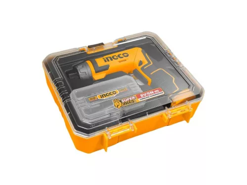 INGCO Akkus csavarozó 6 Nm 8 V + tartozékok (USB-C töltő)