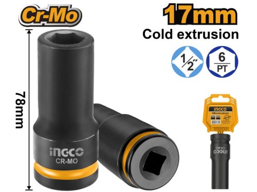 INGCO Hosszú gépi dugókulcs 1/2" 17 mm CrMo